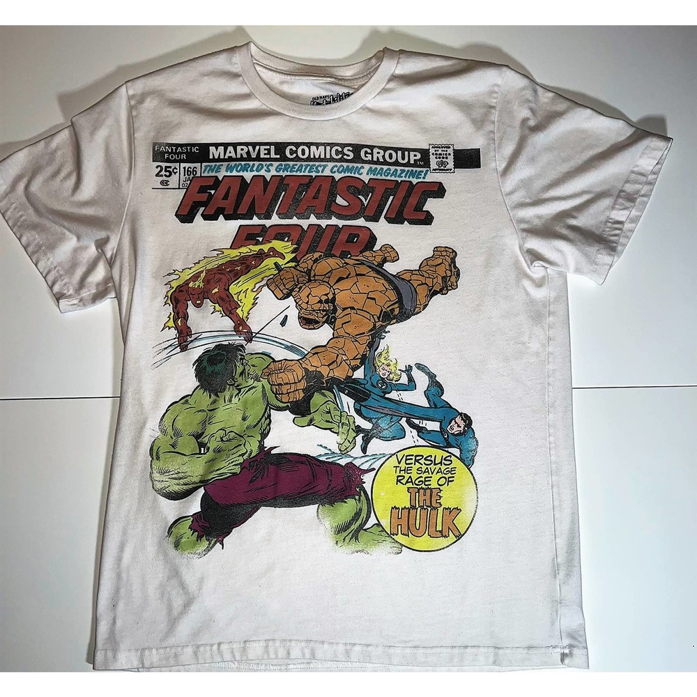 Fantastic Four vs The Hulk White Marvel T-Shirt